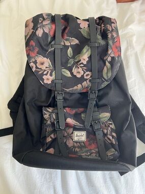 Herschel Supply Company Black Floral Canvas Backpack